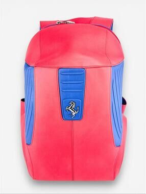 Ferrari Prancing Horse Smooth Leather Backpack Red Blue | Rare Boutique